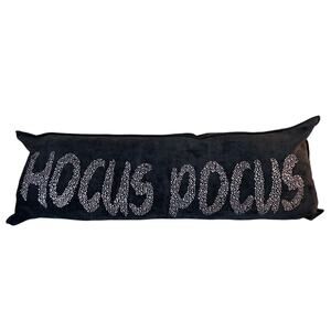 Magaschoni Home Pillow 35"x14" Rhinestone Hocus Pocus Halloween Black Velvety